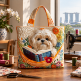 Handcrafted Bag | Shih Tzu and Books