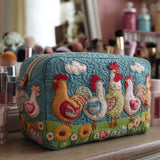Cute Chicken Garden Quilted Makeup Bag