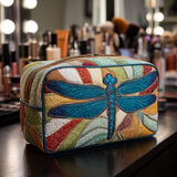 Colorful Dragonfly Quilted Makeup Bag